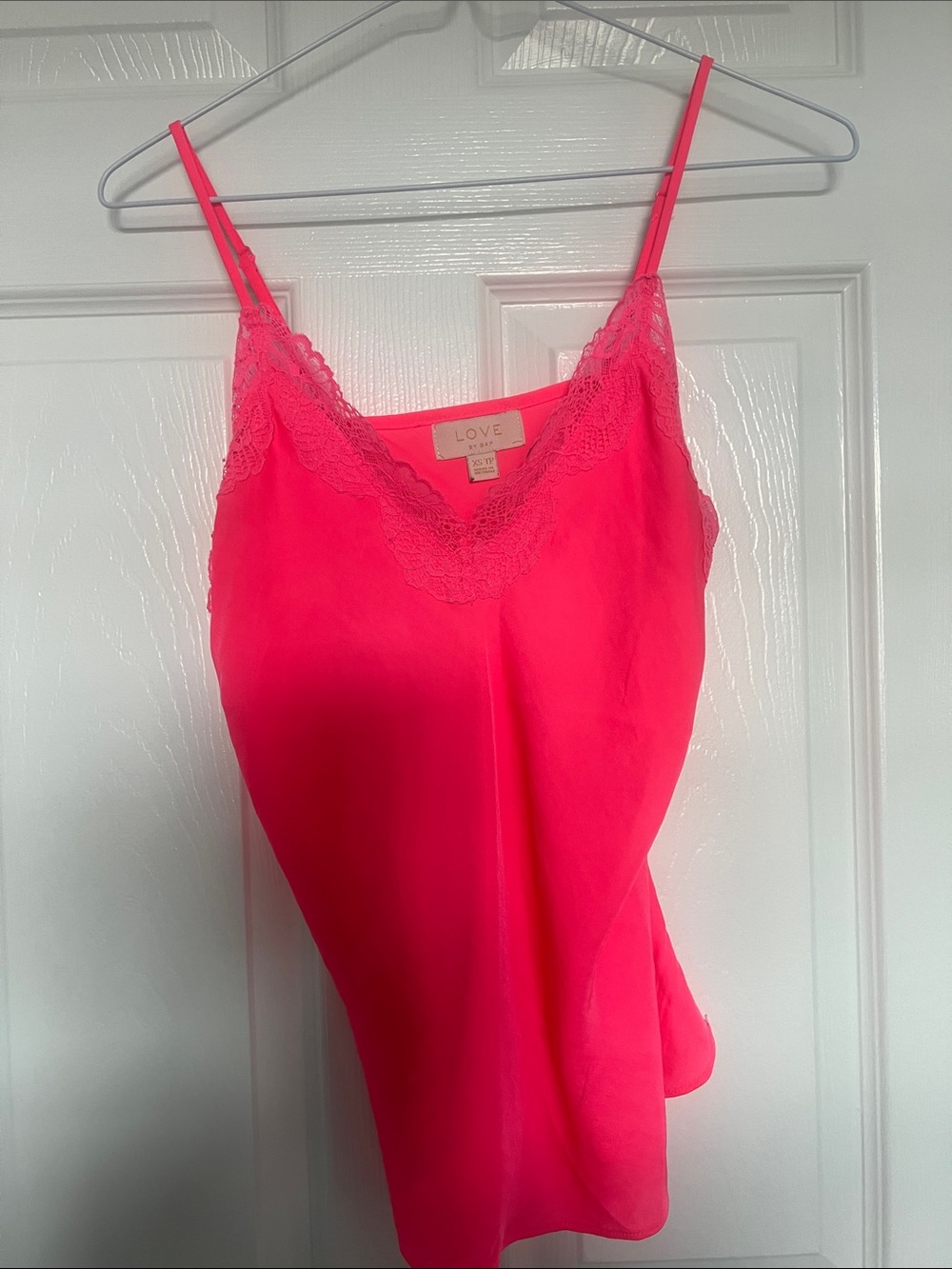 LOVE Pink Lace-Trim Satin Camisole